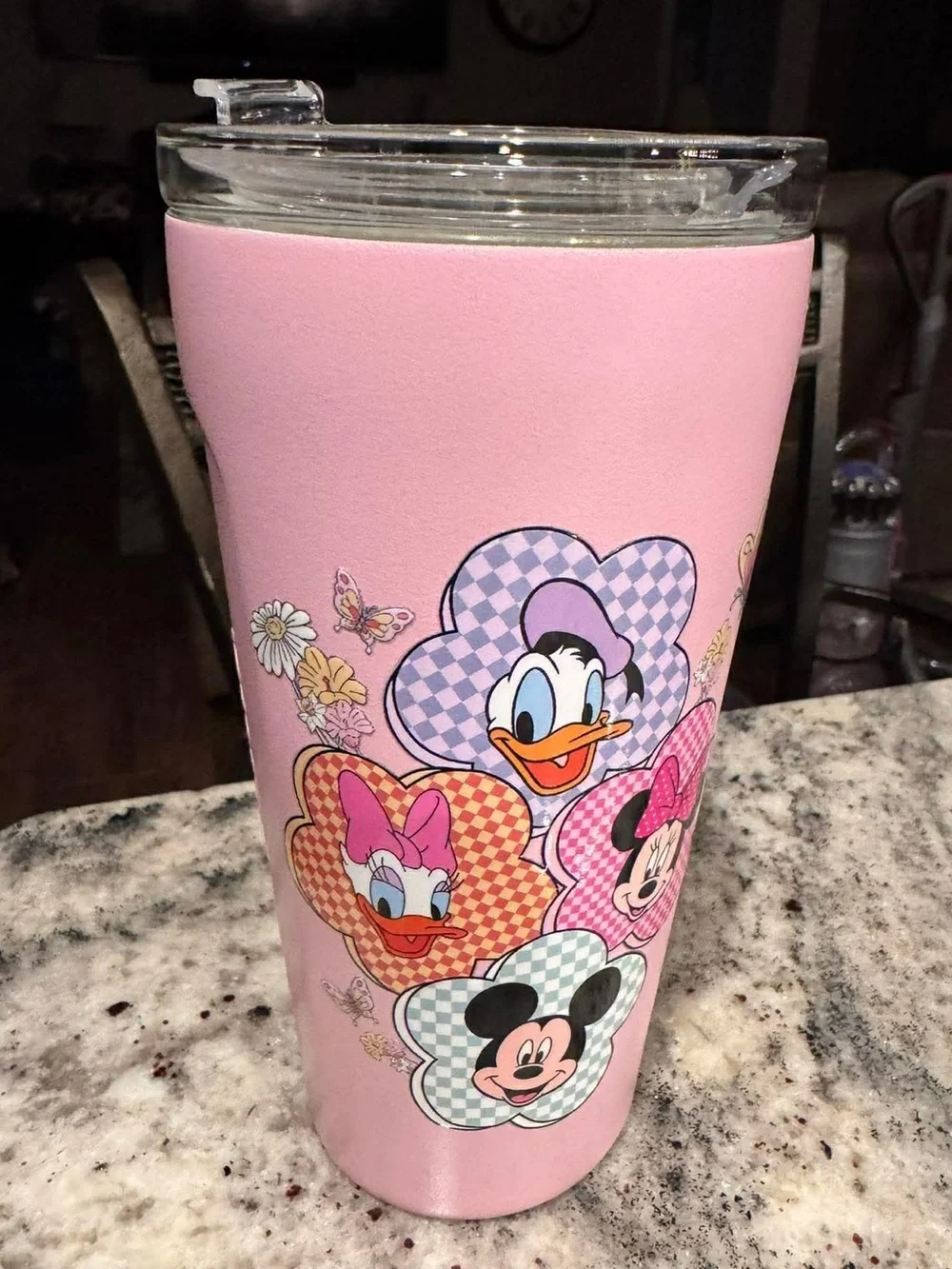 Hand Crafted Pink Disney Tumbler - Mickey Minnie Daisy removable glass insert